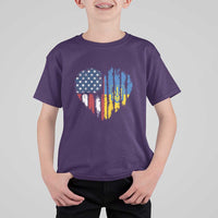 Support Ukraine T Shirt For Kid Stand With Ukraine American Ukrainian Flag