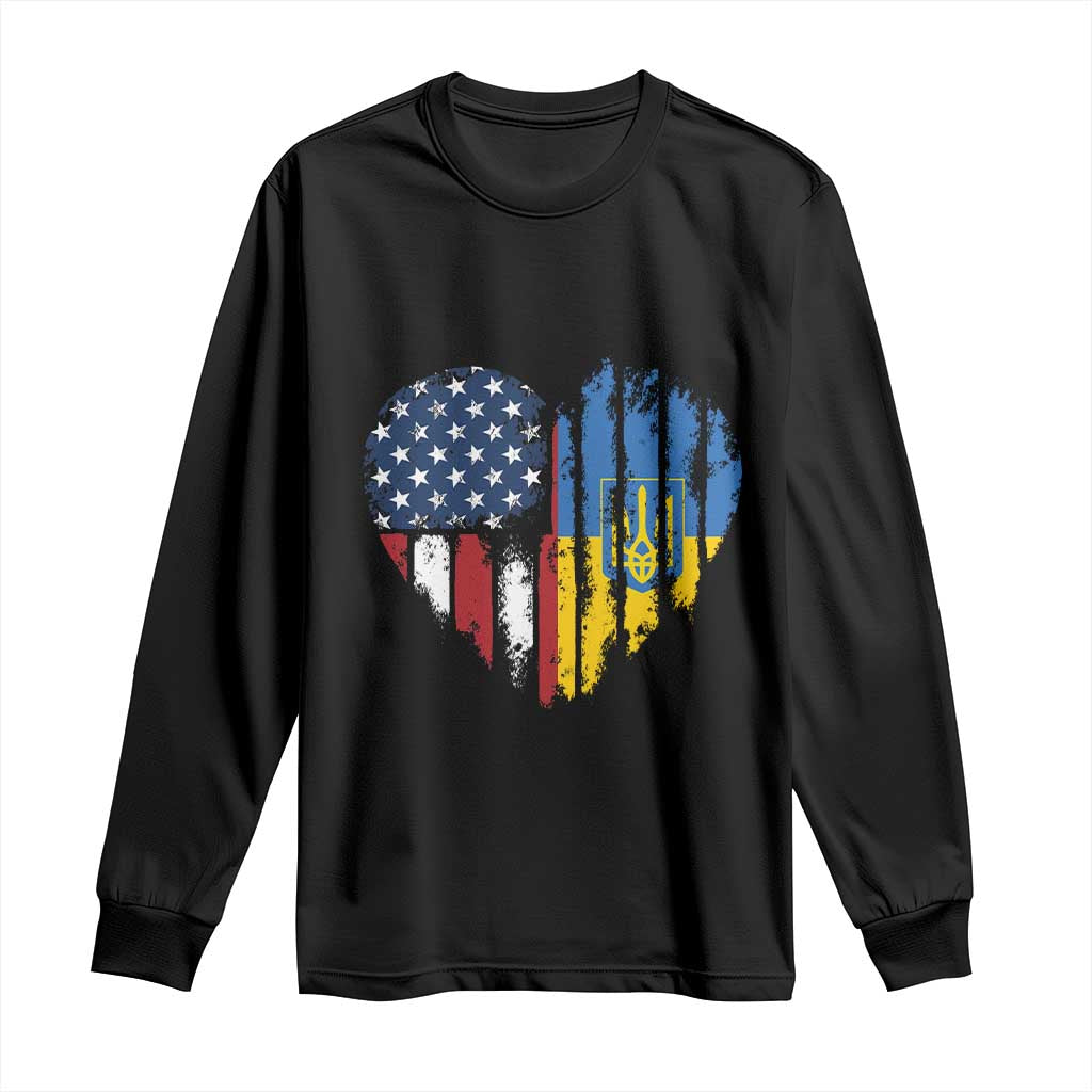 Support Ukraine Long Sleeve Shirt Stand With Ukraine American Ukrainian Flag