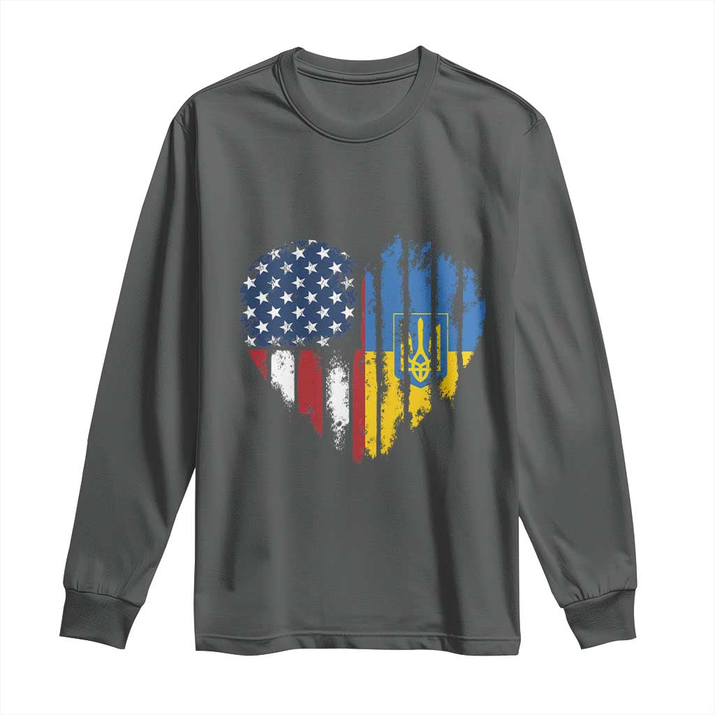 Support Ukraine Long Sleeve Shirt Stand With Ukraine American Ukrainian Flag