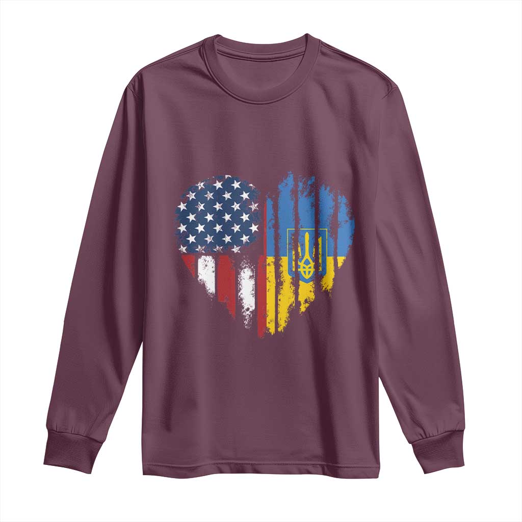 Support Ukraine Long Sleeve Shirt Stand With Ukraine American Ukrainian Flag