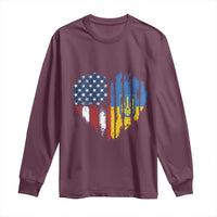 Support Ukraine Long Sleeve Shirt Stand With Ukraine American Ukrainian Flag