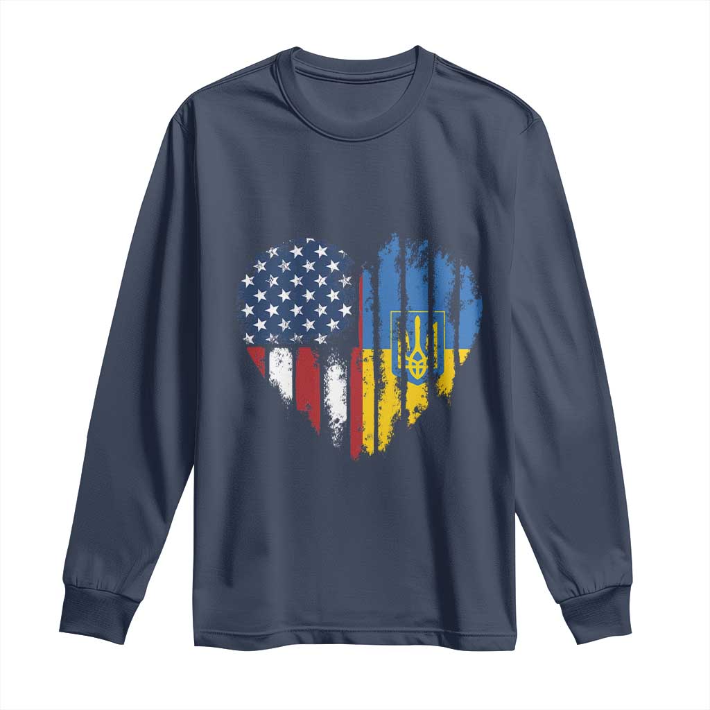 Support Ukraine Long Sleeve Shirt Stand With Ukraine American Ukrainian Flag