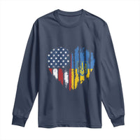 Support Ukraine Long Sleeve Shirt Stand With Ukraine American Ukrainian Flag