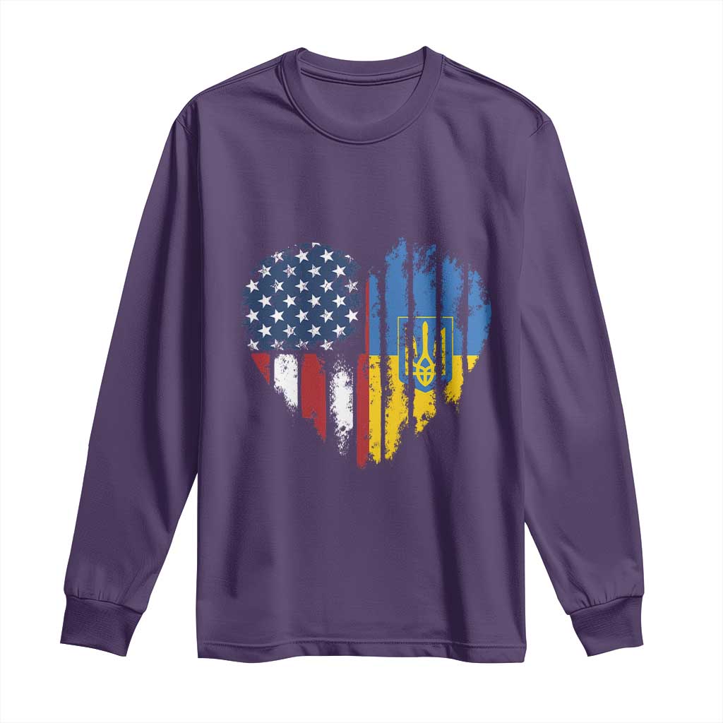 Support Ukraine Long Sleeve Shirt Stand With Ukraine American Ukrainian Flag