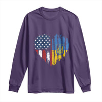 Support Ukraine Long Sleeve Shirt Stand With Ukraine American Ukrainian Flag