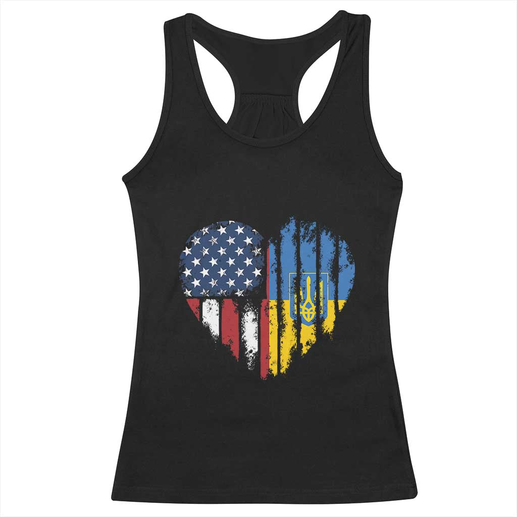 Support Ukraine Racerback Tank Top Stand With Ukraine American Ukrainian Flag