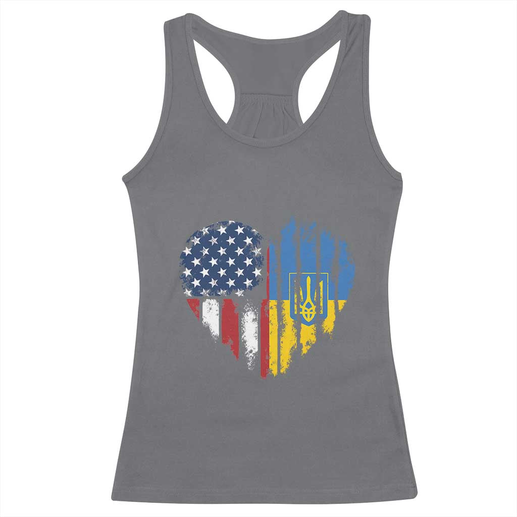 Support Ukraine Racerback Tank Top Stand With Ukraine American Ukrainian Flag