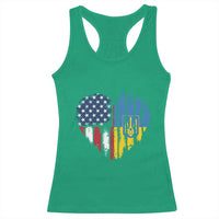 Support Ukraine Racerback Tank Top Stand With Ukraine American Ukrainian Flag