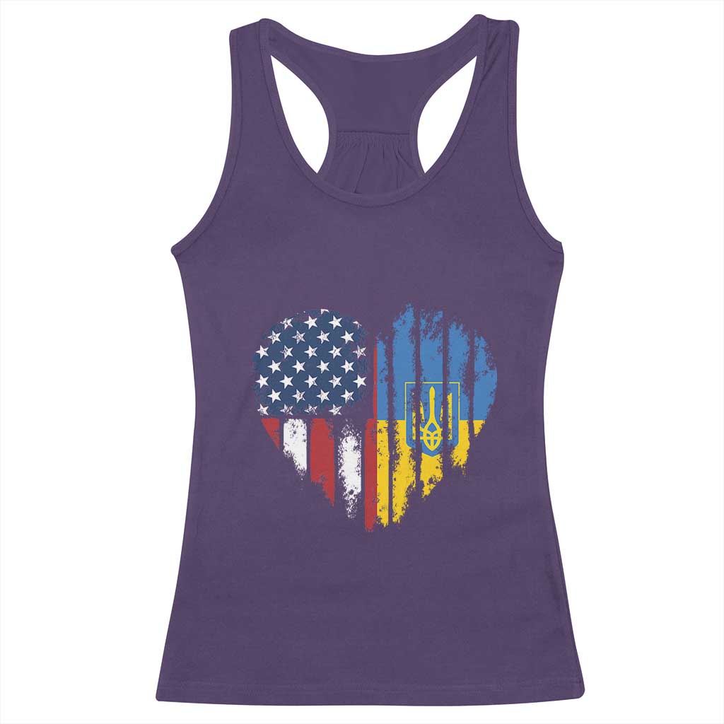 Support Ukraine Racerback Tank Top Stand With Ukraine American Ukrainian Flag