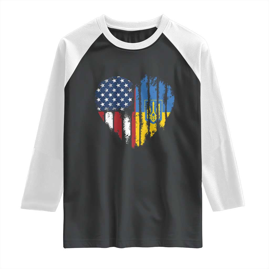 Support Ukraine Raglan Shirt Stand With Ukraine American Ukrainian Flag