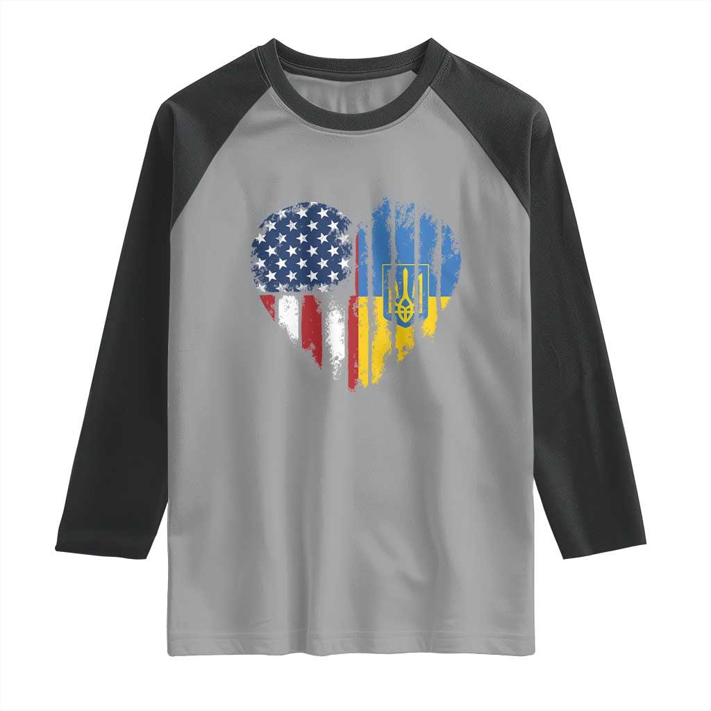 Support Ukraine Raglan Shirt Stand With Ukraine American Ukrainian Flag