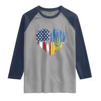Support Ukraine Raglan Shirt Stand With Ukraine American Ukrainian Flag