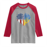 Support Ukraine Raglan Shirt Stand With Ukraine American Ukrainian Flag