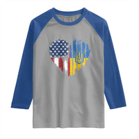 Support Ukraine Raglan Shirt Stand With Ukraine American Ukrainian Flag