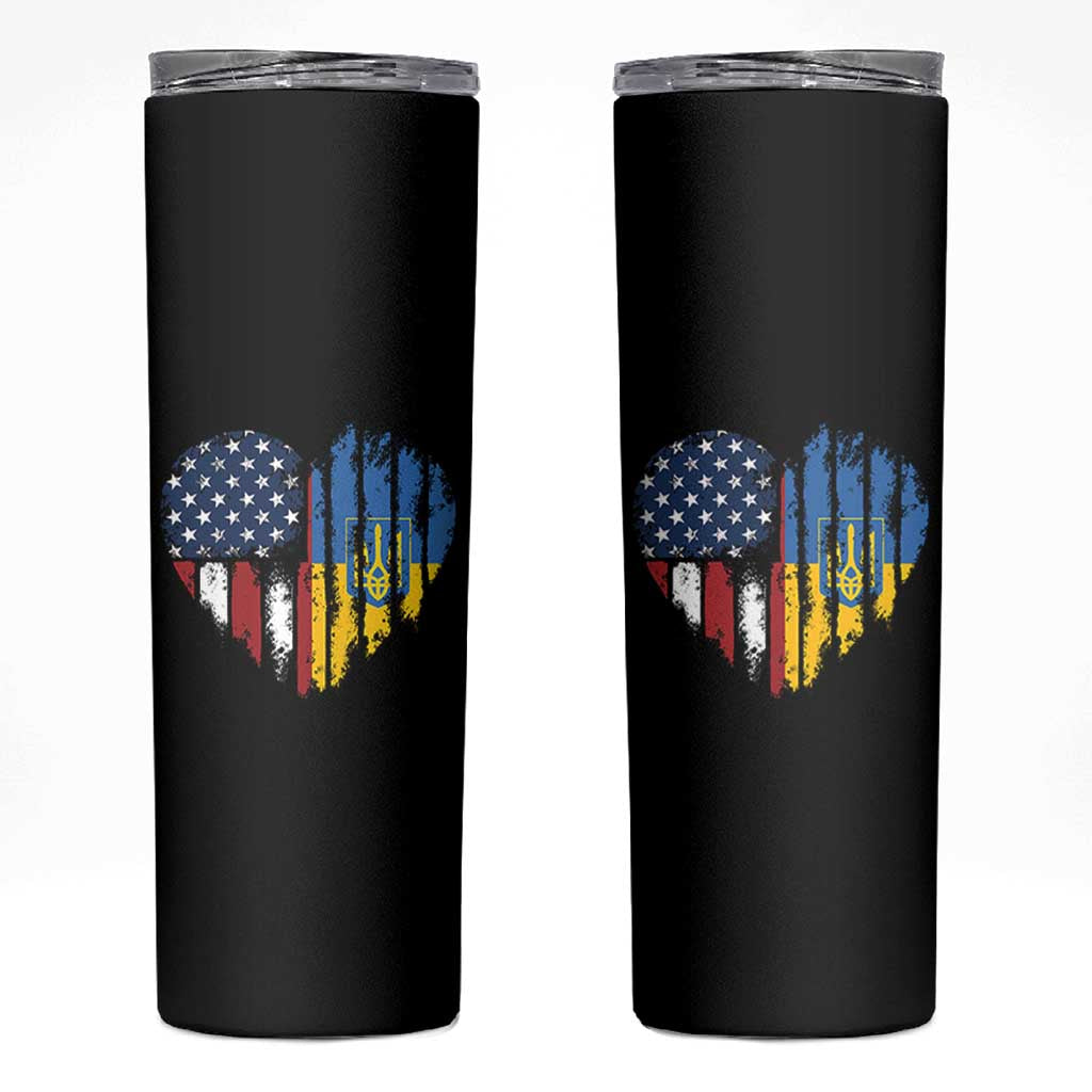 Support Ukraine Skinny Tumbler Stand With Ukraine American Ukrainian Flag