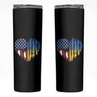 Support Ukraine Skinny Tumbler Stand With Ukraine American Ukrainian Flag
