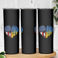 Support Ukraine Skinny Tumbler Stand With Ukraine American Ukrainian Flag