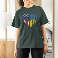 Support Ukraine T Shirt For Women Stand With Ukraine American Ukrainian Flag