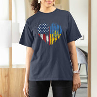 Support Ukraine T Shirt For Women Stand With Ukraine American Ukrainian Flag