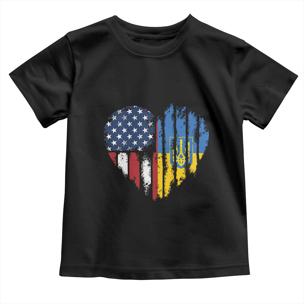 Support Ukraine Toddler T Shirt Stand With Ukraine American Ukrainian Flag