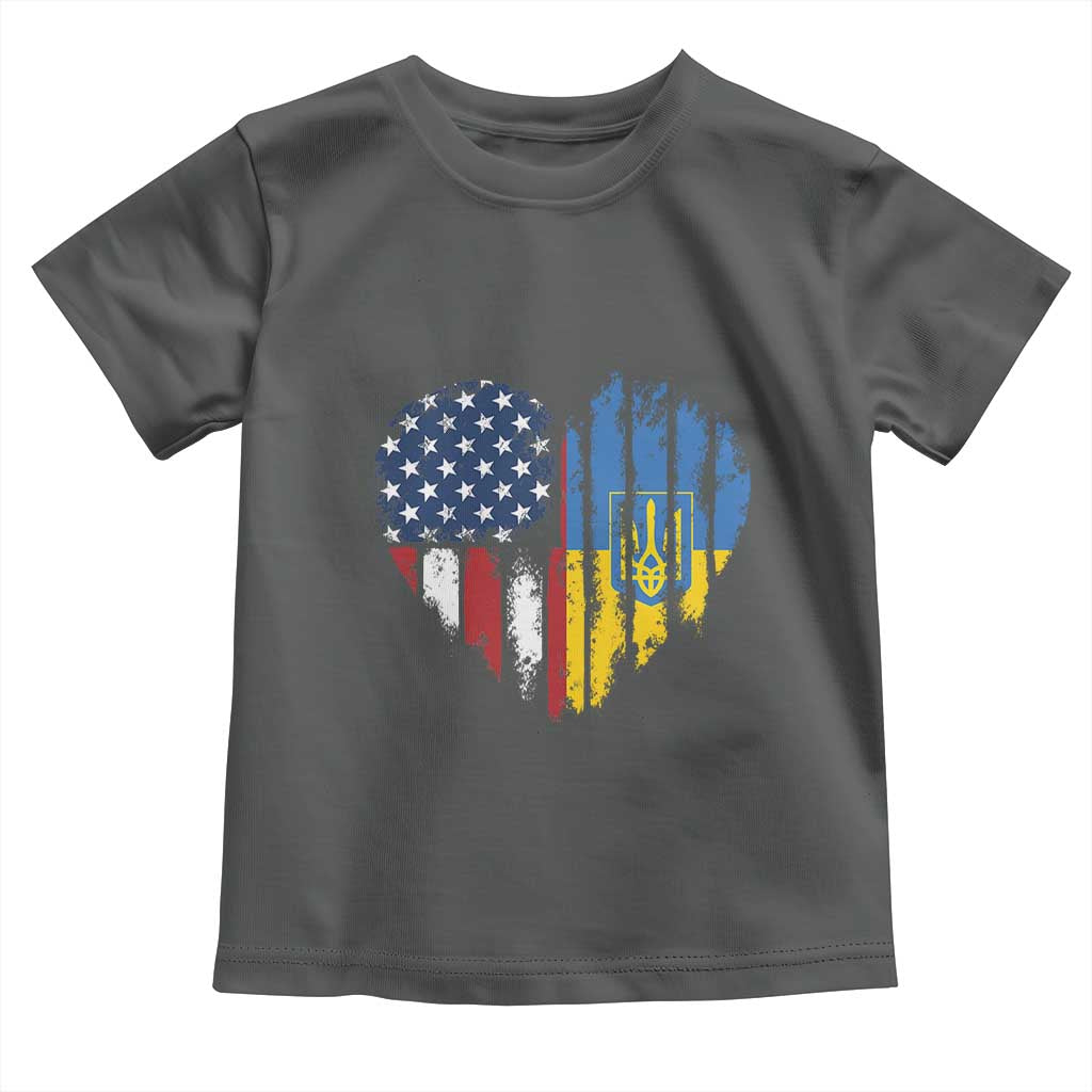 Support Ukraine Toddler T Shirt Stand With Ukraine American Ukrainian Flag