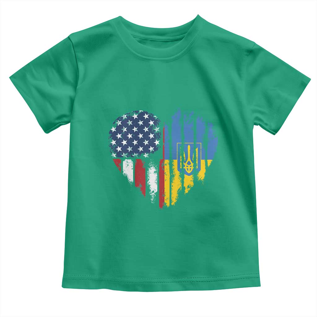 Support Ukraine Toddler T Shirt Stand With Ukraine American Ukrainian Flag