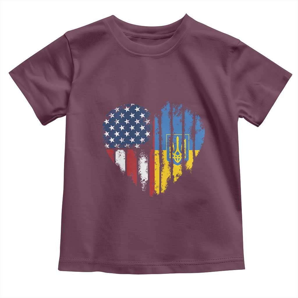 Support Ukraine Toddler T Shirt Stand With Ukraine American Ukrainian Flag