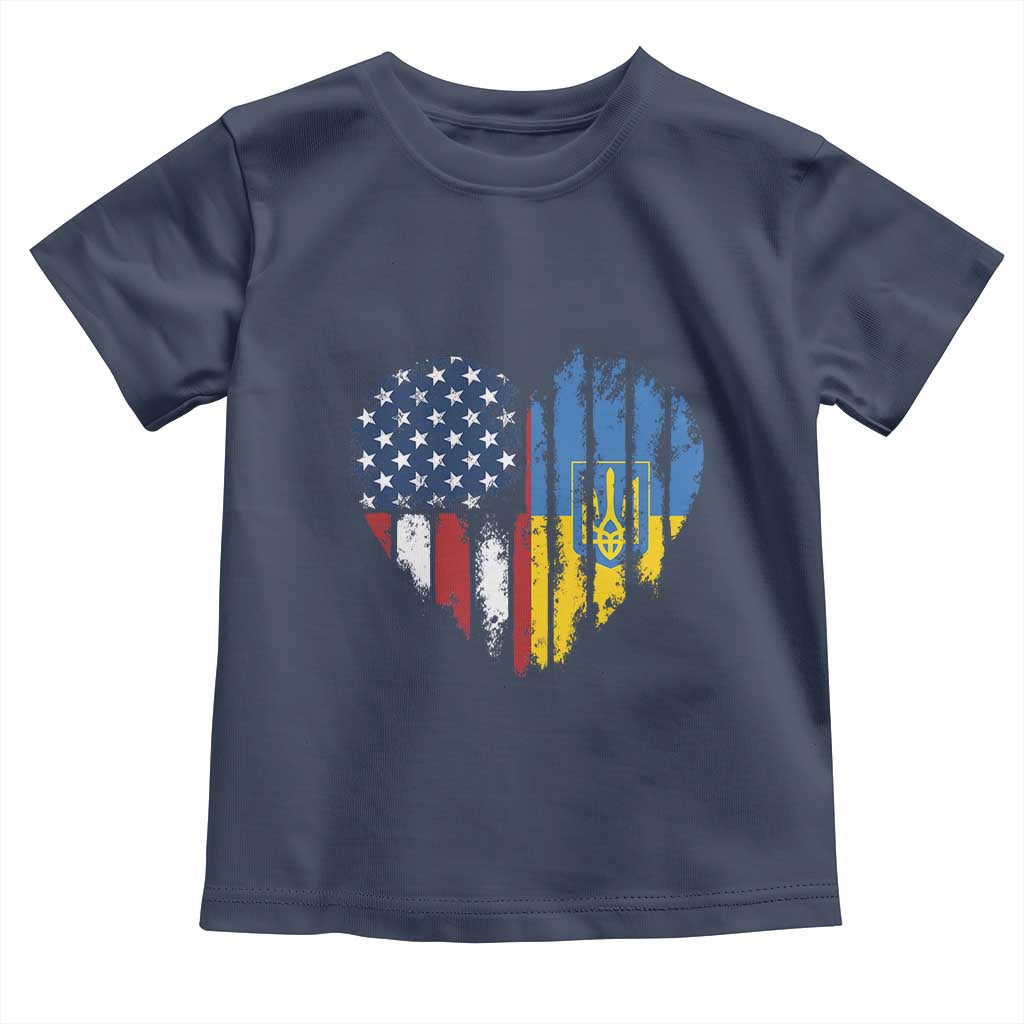 Support Ukraine Toddler T Shirt Stand With Ukraine American Ukrainian Flag