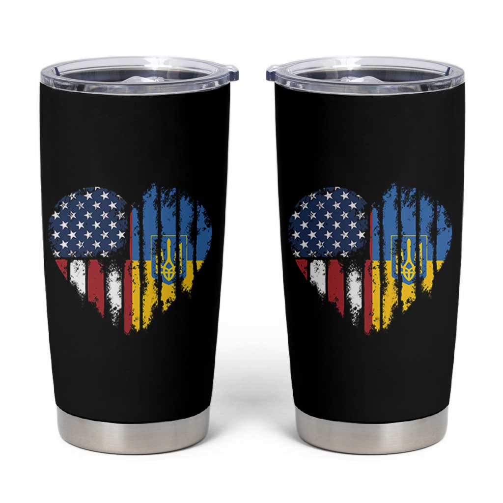 Support Ukraine Tumbler Cup Stand With Ukraine American Ukrainian Flag