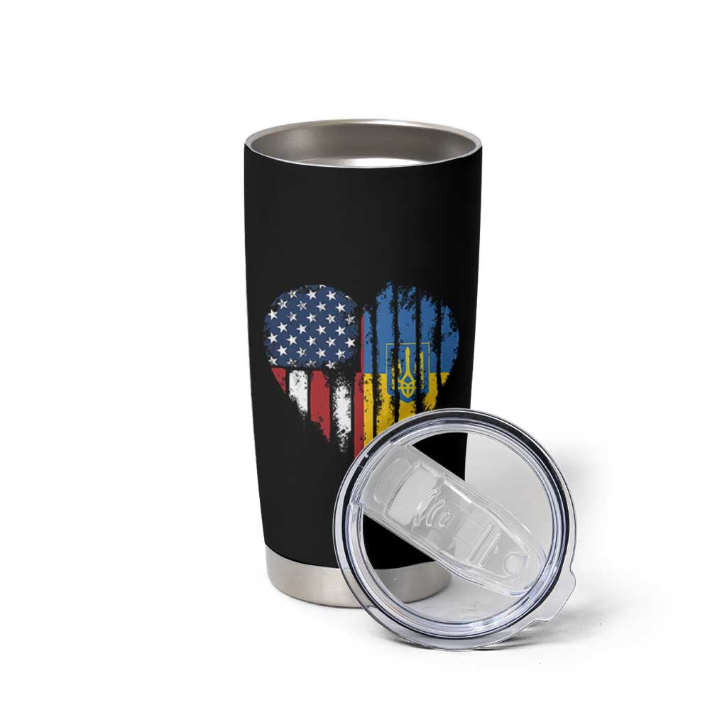 Support Ukraine Tumbler Cup Stand With Ukraine American Ukrainian Flag