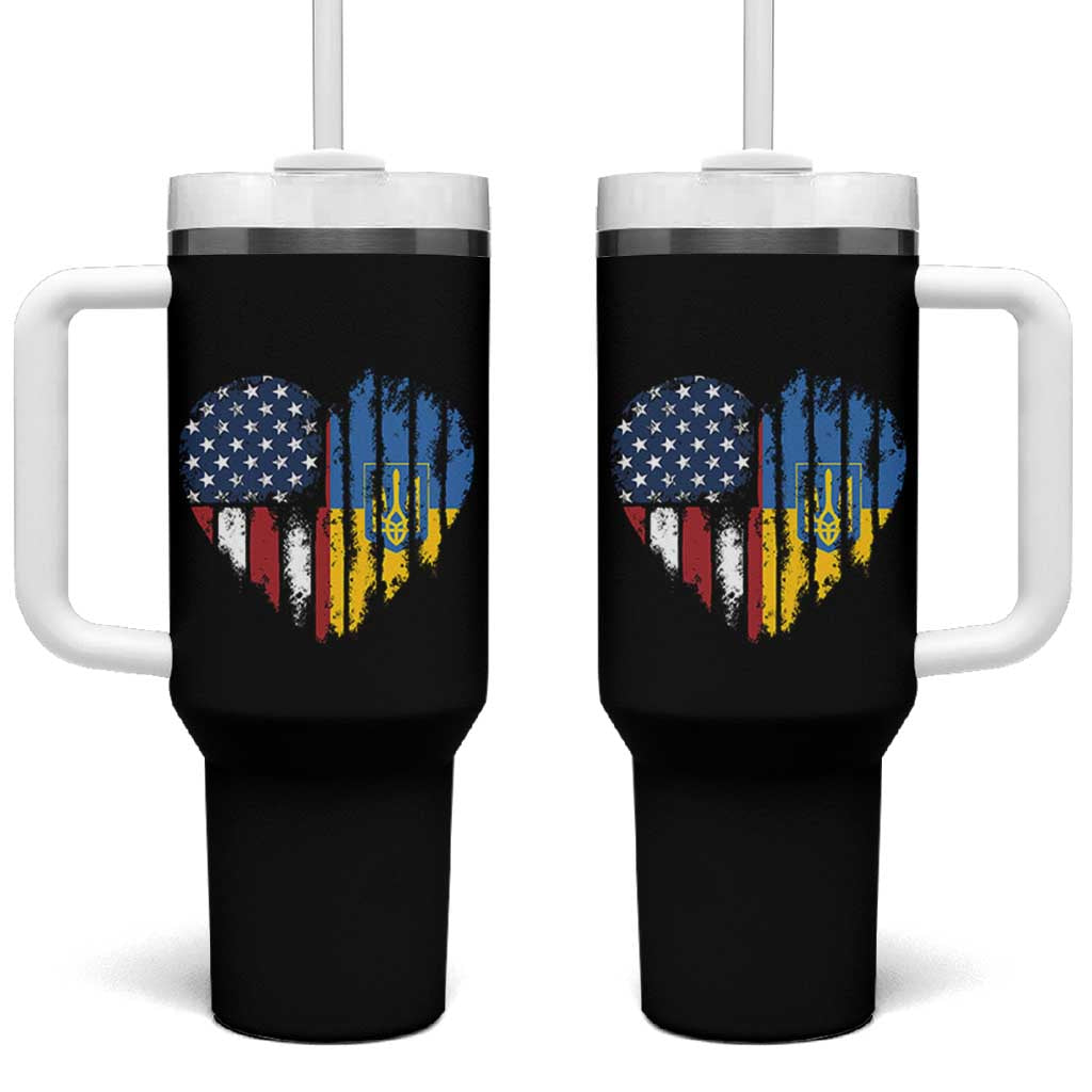 Support Ukraine Tumbler With Handle Stand With Ukraine American Ukrainian Flag