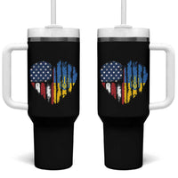 Support Ukraine Tumbler With Handle Stand With Ukraine American Ukrainian Flag