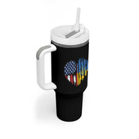 Support Ukraine Tumbler With Handle Stand With Ukraine American Ukrainian Flag