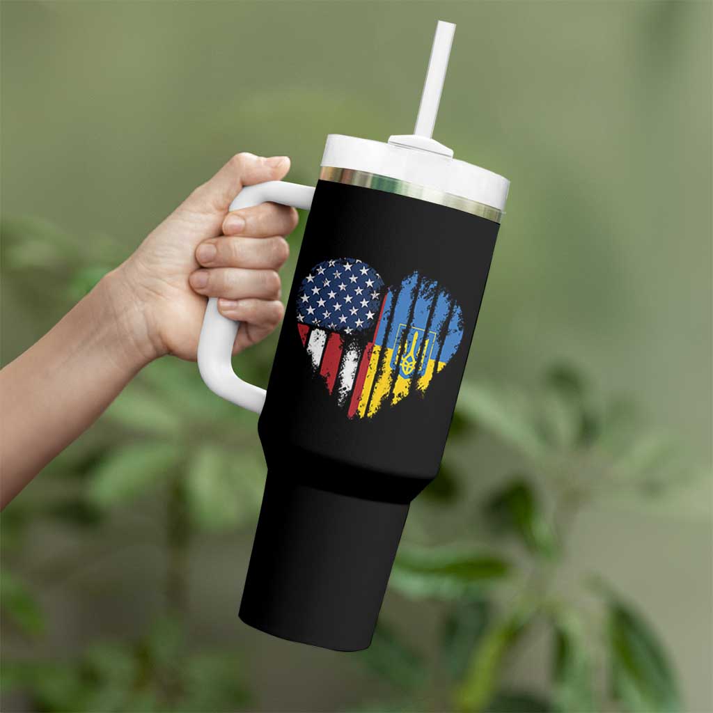 Support Ukraine Tumbler With Handle Stand With Ukraine American Ukrainian Flag