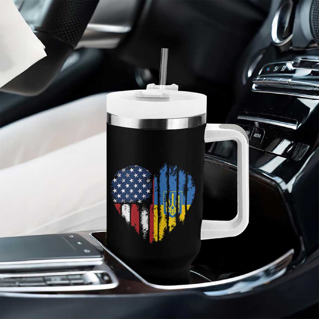 Support Ukraine Tumbler With Handle Stand With Ukraine American Ukrainian Flag