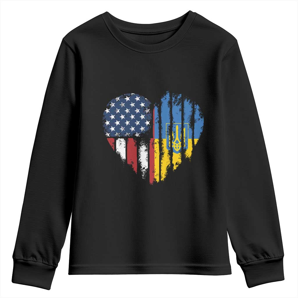 Support Ukraine Youth Sweatshirt Stand With Ukraine American Ukrainian Flag