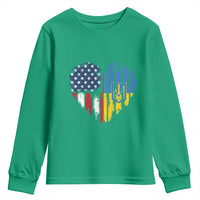 Support Ukraine Youth Sweatshirt Stand With Ukraine American Ukrainian Flag
