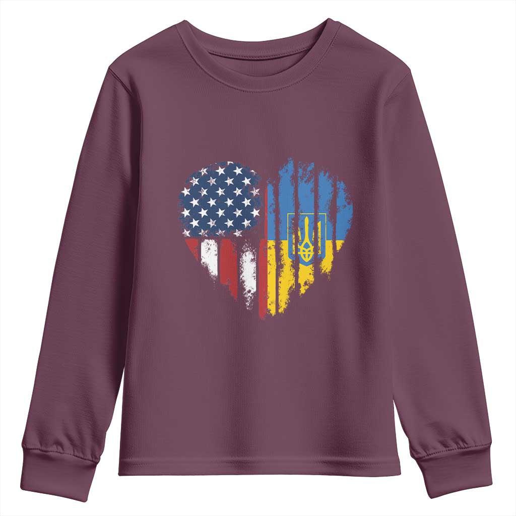 Support Ukraine Youth Sweatshirt Stand With Ukraine American Ukrainian Flag