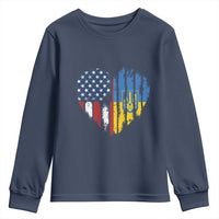 Support Ukraine Youth Sweatshirt Stand With Ukraine American Ukrainian Flag