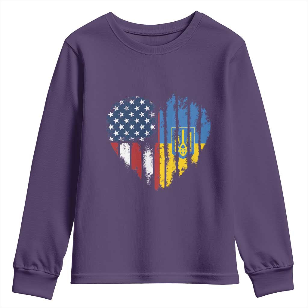 Support Ukraine Youth Sweatshirt Stand With Ukraine American Ukrainian Flag