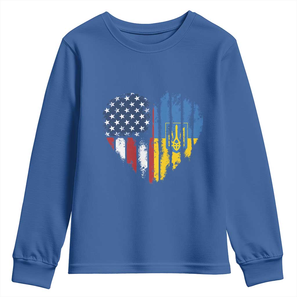 Support Ukraine Youth Sweatshirt Stand With Ukraine American Ukrainian Flag
