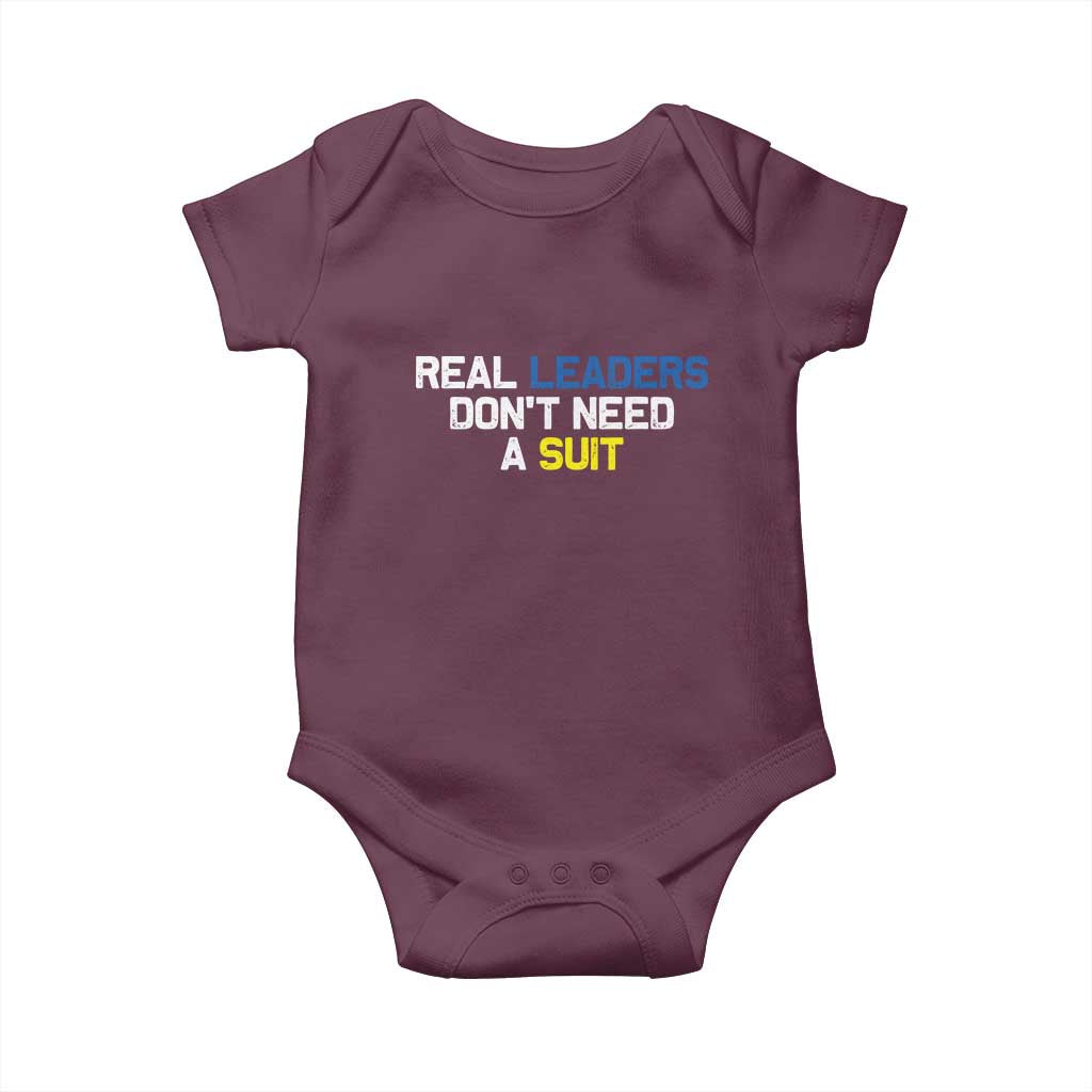 Support Ukraine Baby Onesie Real Leaders Dont Need Suits