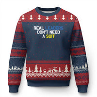 Support Ukraine Ugly Christmas Sweater Real Leaders Dont Need Suits