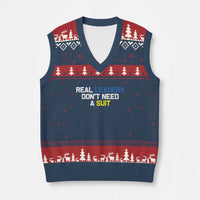 Support Ukraine V-Neck Knit Sweater Vest Real Leaders Dont Need Suits