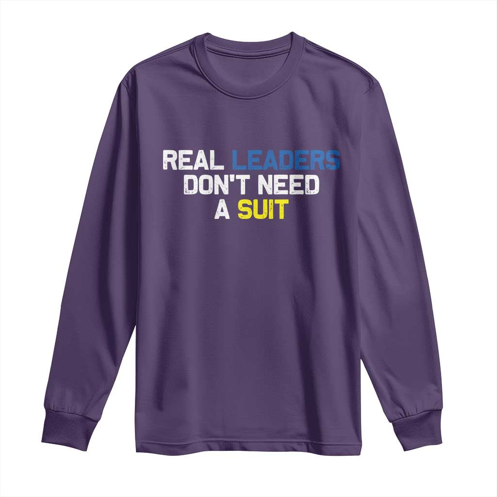 Support Ukraine Long Sleeve Shirt Real Leaders Dont Need Suits