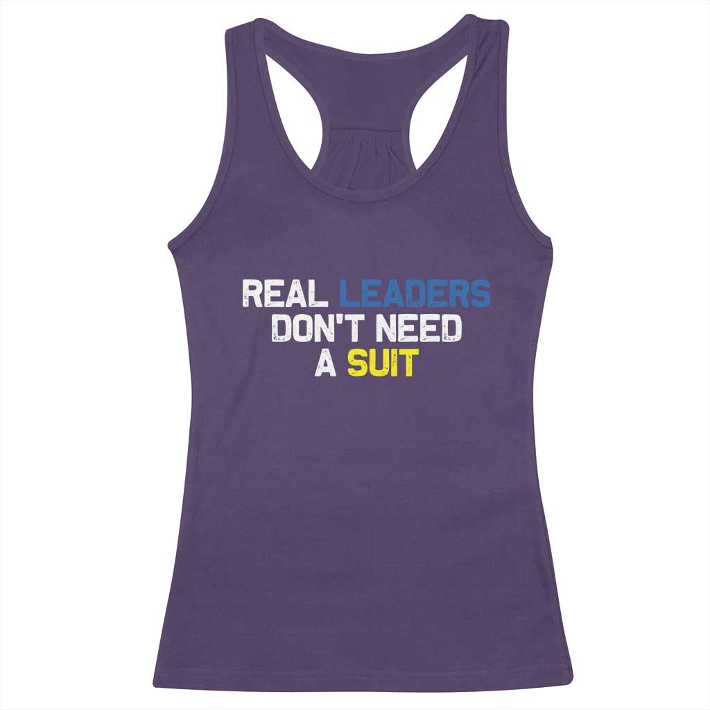 Support Ukraine Racerback Tank Top Real Leaders Dont Need Suits