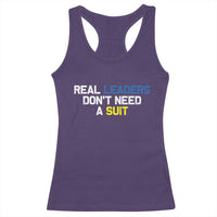 Support Ukraine Racerback Tank Top Real Leaders Dont Need Suits