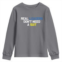 Support Ukraine Youth Sweatshirt Real Leaders Dont Need Suits