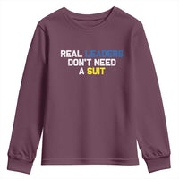 Support Ukraine Youth Sweatshirt Real Leaders Dont Need Suits