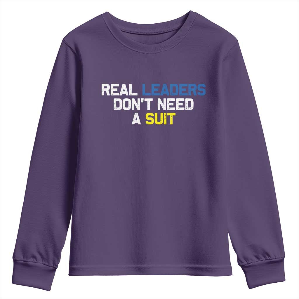Support Ukraine Youth Sweatshirt Real Leaders Dont Need Suits